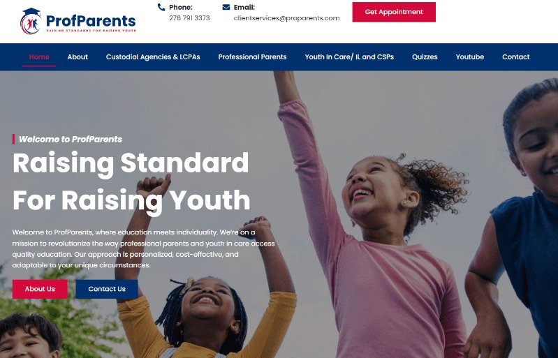 Website Development for Prof Parents